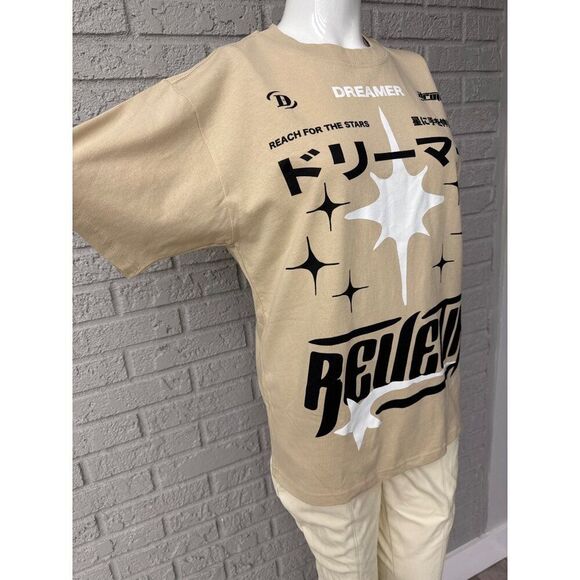 Pacsun Cream Cotton Stars & Dreams Graphic Short Sleeve T-Shirt Size S (Unisex) - Picture 4 of 7